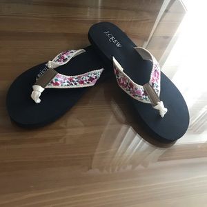 JCrew Floral Flip Flops (Brand New - Size 8)